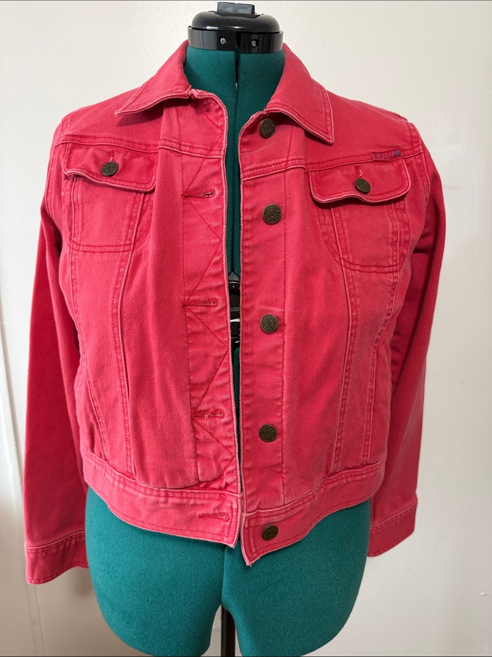 Ralph Lauren Womens Red Denim Jacket - Classic Button-Front -Petite Medium